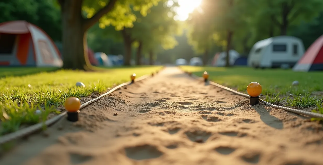 Confronto visivo tra piazzole di diverse dimensioni in un campeggio italiano