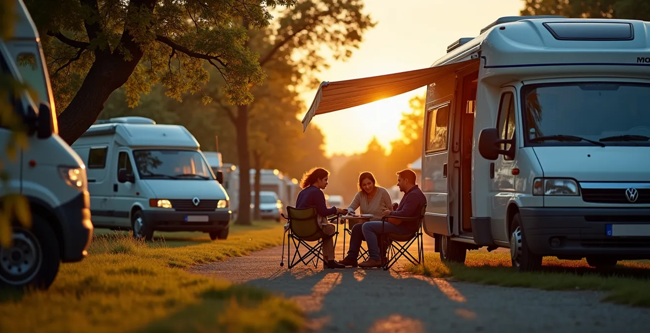 Area sosta attrezzata per camper vicino alle terme con recinzione e servizi