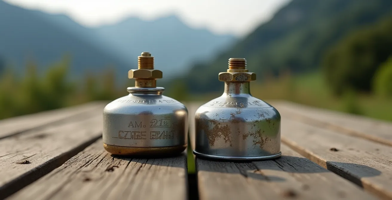 Confronto visivo tra bombola Campingaz e attacco a vite EN417