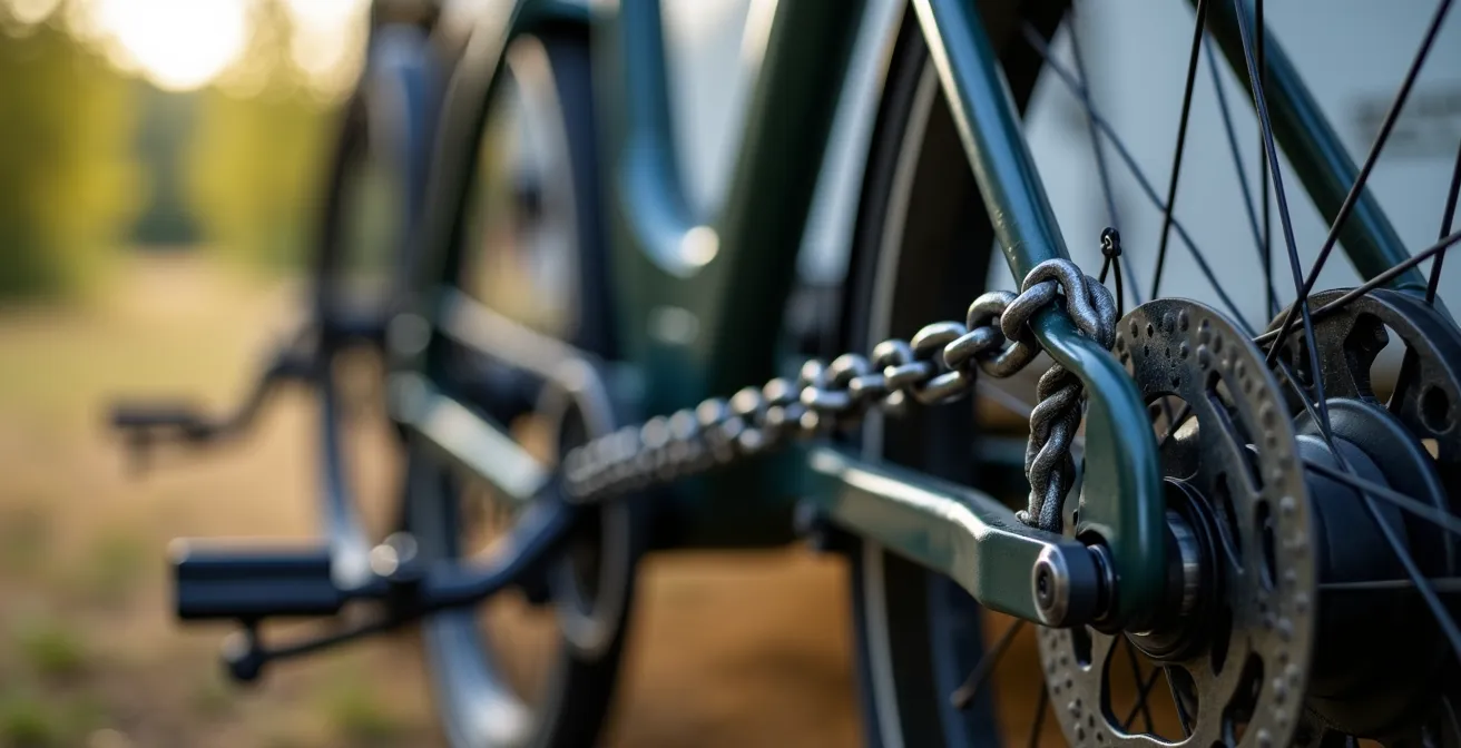 Sistema di ancoraggio multiplo per e-bike su portabici posteriore di un camper